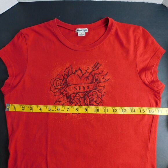 Double Dutch STYX Juniors Womens XL Graphic Band Tee Red Short Sleeve Cotton EUC - Picture 8 of 12